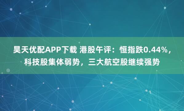 昊天优配APP下载 港股午评：恒指跌0.44%，科技股集体弱势，三大航空股继续强势